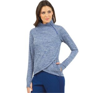 NWOT IBKUL WOMEN'S ASYMMETRICAL ZIP PULLOVER Blue Navy Small Golf Tennis